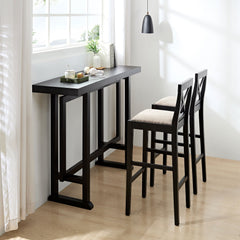 Bar Chair Counter Height Stool with Backrest Black Set of 2