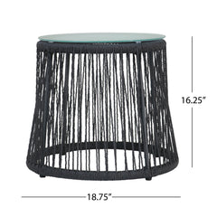 Boho Southport Side Table with Glass Top