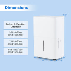 94.5 Pints Dehumidifier with 24H Timer and LED Display-White