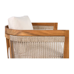 Premium Acacia Wood Outdoor Club Chair with Curved Tub Design