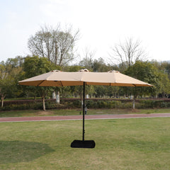 15x9ft Large Double-Sided Rectangular Outdoor Patio Market Umbrella - Taupe