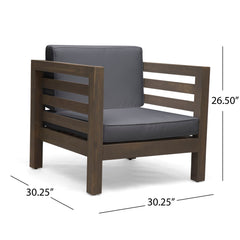 Outdoor Acacia Wood Patio Chair With Fabric Cushion