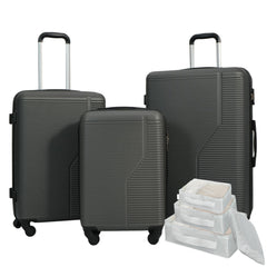 7-Piece Luggage Set ABS Lightweight & Durable Suitcase with Spinner Wheels TSA Lock (20/24/28) Dark Grey