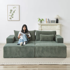87' Oversized Sectional Lounge Chaise with Plush Corduroy Fabric