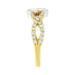 10K Two Tone Color 5/8 Cttw Diamond Kite and Twist Shank Ring (H-I Color,SI2-I1 Clarity)