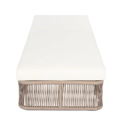 Beige and White Adjustable Sunlounge with Woven Rope Base