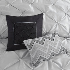 7 Piece Tufted Comforter Set Grey King