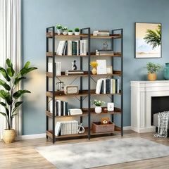 6-Tier Industrial Bookshelf With 12 Open Shelves