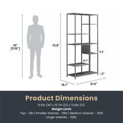 Mission District - Bookcase Room Divider With 6 Shelves - Gray