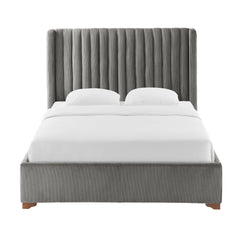 Corduroy Upholstered Wingback Bed Frame