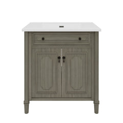Vintage Bathroom Vanity With Sink, Rustic Cabinet With Soft Close Doors