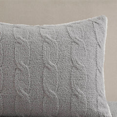 3 Pieces Full/Queen Cable Knit Chenille Comforter Set Gray