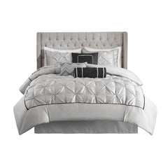 7 Piece Tufted Comforter Set Grey King