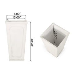 16" x 30.5" Outdoor MGO Planter with Antique White Finish