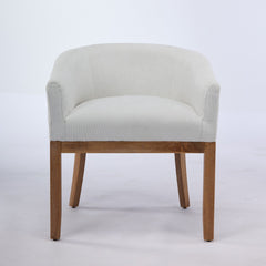 Mid Century Modern Upholstered Barrel Dining Chair with Arms