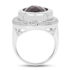 7.90 Carat Genuine Smoky Quartz .925 Sterling Silver Ring