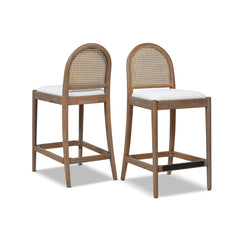 Arlin Upholstered Stool with Curved Back and Footrest - Set of 2
