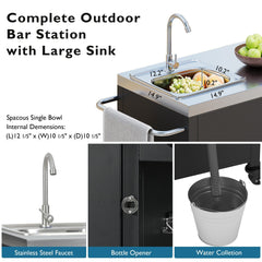 K&K 55.5' Outdoor Kitchen Island with 304 Stainless Steel Sink