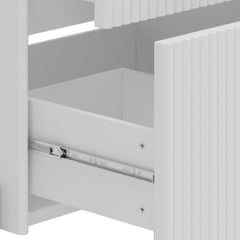White Fluted Bathroom Vanity with Ceramic Sink and Soft Close Drawers