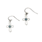 .27ct Sapphire Cross Earrings 10KT White Gold