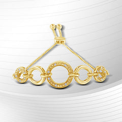 10K Yellow Gold over .925 Sterling Silver Diamond Accented Graduated Infinity Open Circle 6â€-9†Adjustable Bolo Bracelet