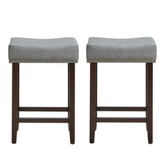 Set of 2 Nailhead Saddle Bar Stools 24 Inch Height
