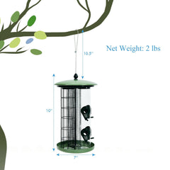 3-in-1 Metal Hanging Wild Bird Feeder with 4 Feeding Ports and Perches