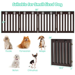 24 Inch Folding Wooden Freestanding Pet Gate Dog Gate with 360° Hinge