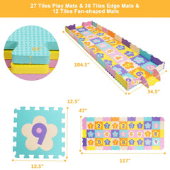 75 Pieces Baby Foam Interlocking Play Mat with Fence with Detachable Numbers