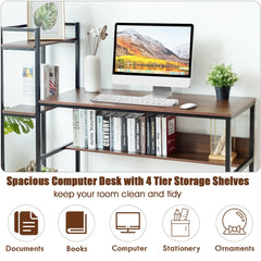 59-Inch Computer Desk Home Office Workstation 4-Tier Storage Shelves