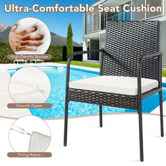 4 Pieces Patio Wicker Rattan Dining Set with Comfy Cushions