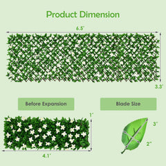 4 Pieces Expandable Faux Ivy Privacy Screen Fence Panel Pack with Flower
