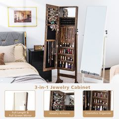 Standing Jewelry Cabinet with Full Length Mirror