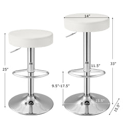 1 PC Round Bar Stool Adjustable Swivel Pub Chair-White