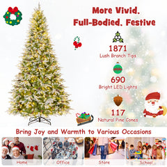 6/7.5/9 FT Pre-Lit Artificial Christmas Tree with 765/1135/1871 Tips and 280/470/690 Warm-White LED Lights