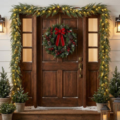 9 FT Pre-lit Artificial Cypress Christmas Garland with 50 Warm White LED Lights and 130 Branch Tips