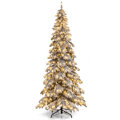 9 Feet Pre-Lit Artificial Xmas Tree Hinged Xmas Tree with Quick Power Connectors