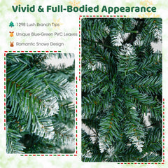 9 FT Pre-Lit Artificial Christmas Tree with 1298 Snowy Branch Tips