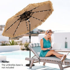 9 Feet Solar Powered Thatched Tiki Patio Umbrella with Led Lights.