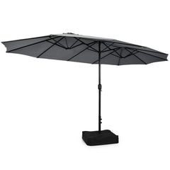 10 Piece Outdoor Dining Set with 15 Feet Double-Sided Twin Patio Umbrella