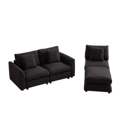 102.2 Inch Combination Sofa Modular Sofa with Ottoman Black