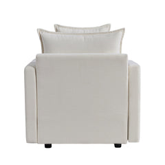 Plush Chenille Armchair with Deep Seating and Double-Layer Cushions