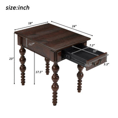 Solid Wood End Table with Drawer in Espresso Finish