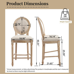 French Country 26'' Height Bar Chairs Set of 2