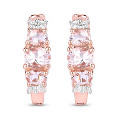 1.32 Carat Genuine Morganite and White Topaz .925 Sterling Silver Earrings