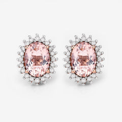 1.61 Carat Genuine Morganite and White Diamond 14K Rose Gold Earrings