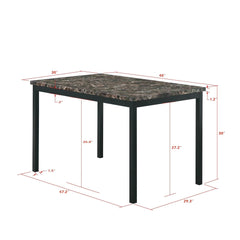 5 Piece Dinning Set With Faux Marble Top, Table & 4 Chairs - Black