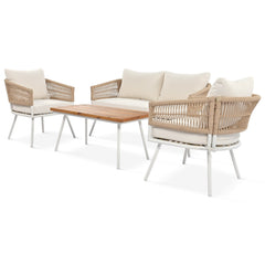 K&K 4-Piece Boho Rope Patio Furniture Set