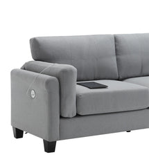 Modern Gray Sofa with Integrated USB and Type-C Charging