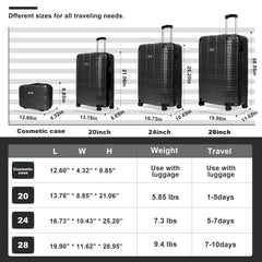 Luggage Sets ABS+PC Hardshell 4pcs Lightweight Durable Suitcases